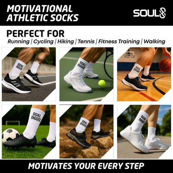 Athletic Crew Socks – Inspirational Cotton Socks – Fun Motivational Gift for Hik - Picture 3 of 5